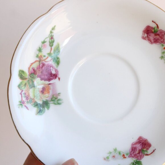 Vintage 1940s 1950s Tea Saucer, Made In Occupied Japan, Pink Rose China Plate - Picture 2 of 9